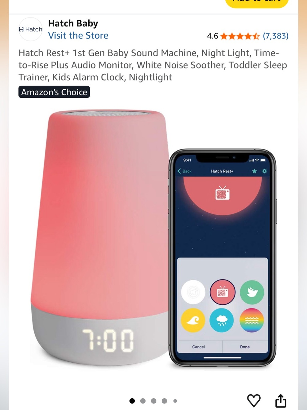 Hatch Rest+ Night Light & Sound Machine 1st gen